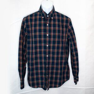 J Crew Mercantile Flex Button Down Shirt Mens M Blue Plaid Long Sleeve Slim L12X